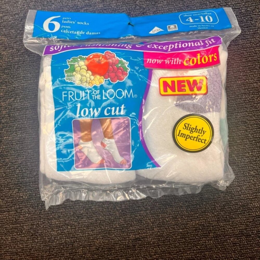 Fruit of the Loom Womens Low Cut Size 4-10 White 6 Pair